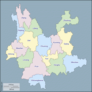 Yunnan e le prefetture principali