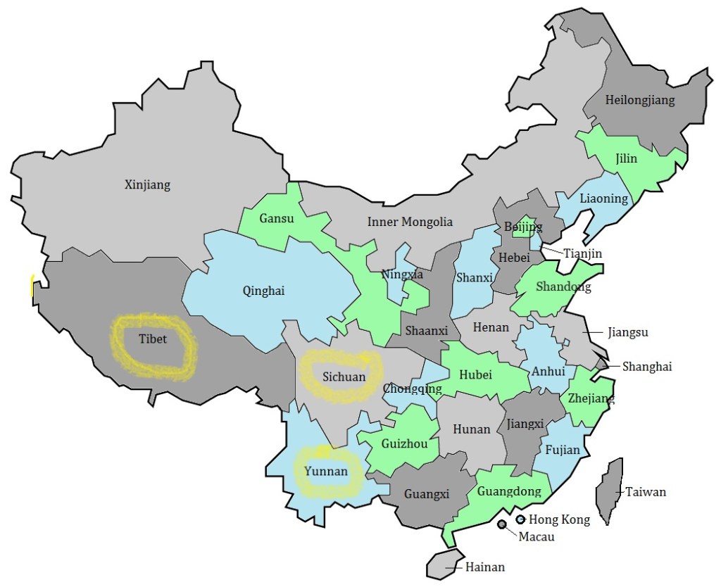 Provincie Cina Mappa da Chinafolio